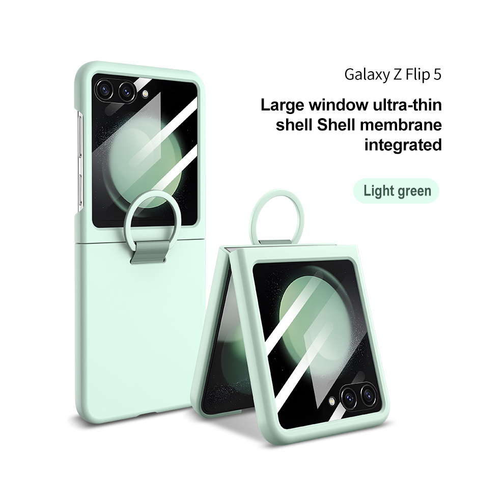 (Light Z Flip5) Hot Skin Feel Glass Case For Samsung Galaxy Z Flip Green 931287803568