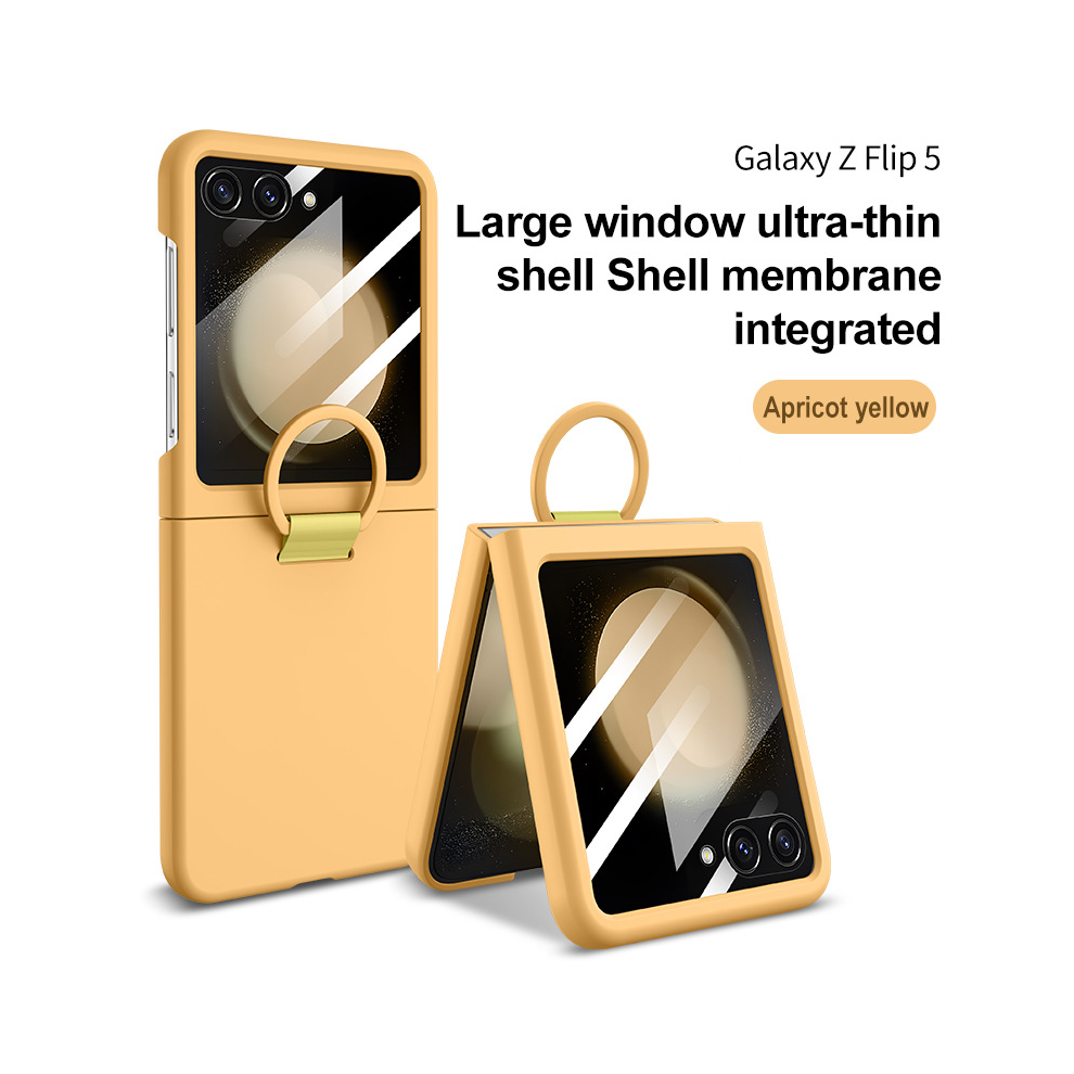 (, Z Flip5) Hot Skin Feel Glass Case For Samsung Galaxy Z Flip Orange 931287803544