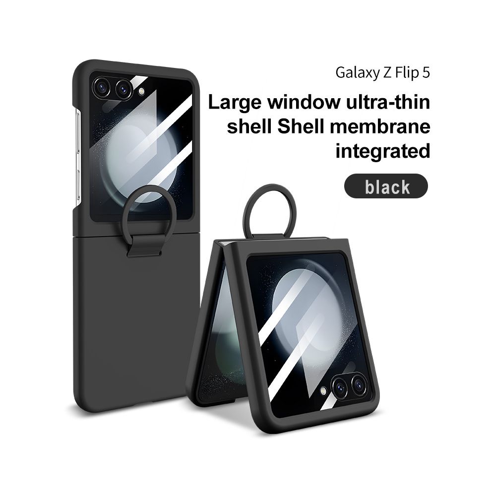(, Z Flip5) Hot Skin Feel Glass Case For Samsung Galaxy Z Flip Black 931287803599