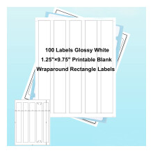 100 Etiquetas para Garrafas de Água Brancas Glossy Impermeáveis, 1.25"