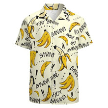 GADZILLE Heren tropisch bananenshirt Grappige Hawaiiaanse shirts Banaan geel shirt Fruit bedrukt shirt geel L