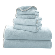 TENSTARS Luxury Silk Hemming Towel Set - Light Thin Quick Drying - 2 Bath Towels 2 Hand Towels 2 Washcloths - Ultra Soft Microfiber Towel for Bat