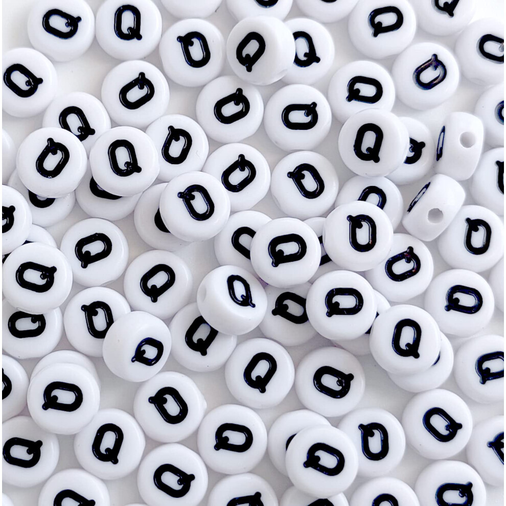 Bxwoum 100PCS Dopisn Korlky Bl Kulat Akrylov Korlky S Abecedou Korlky S Psmenem Q Pro Vrobu Perku Nramky Nhrdelnky Prvesky Na Klce Di-image