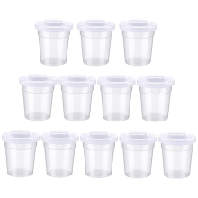 12 Pack No Spill Valkoinen kansi maalikupit kestävät uudelleen käytettävät kansilla lapsille, koululle, luokkahuoneelle