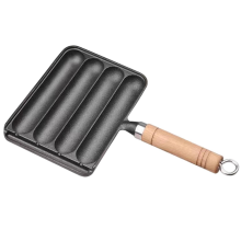 Sartén de hierro fundido para salchichas, olla para cocinar a la parrilla, olla pre-sazonada casera, horizontal