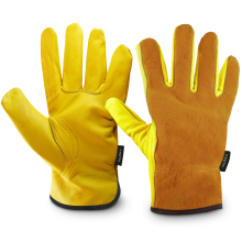 KEPLIN Gardening Gloves for Unisex Premium Cowhide Leather, Breathable & Durable Work Gloves, Medium