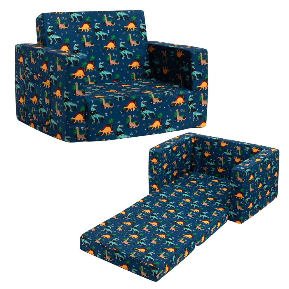 Canap    2 en 1 pour tout-petits, convertible et confortable, id   al pour raconter des histoires ou lire des siestes, dinosaures sympas