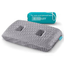 Coussin d'oreille BLISSBURY avec trou pour dormir avec des douleurs aux oreilles | Coussin pour piercing d'oreille | Oreiller r   glable en mousse