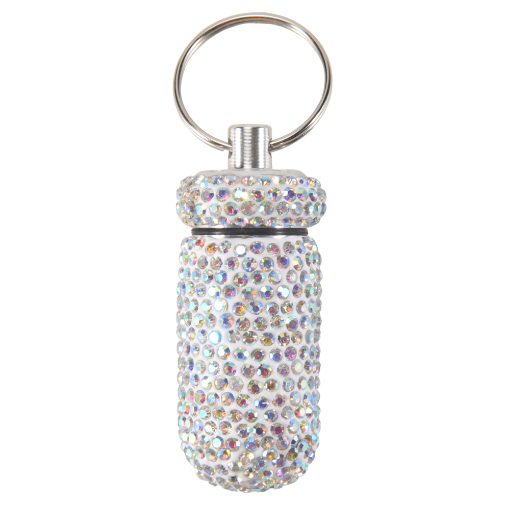 Torribaly 1Pcs Bling Medicine Pill Bottle Capsule Storage Box Mini Portable Rhinestones Crystal Travel Case Tubes(Colorful)