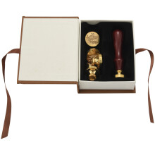 Conjunto de carimbos de cera, 6 cabeças de latão para selagem botânica + 1 cabo de madeira com caixa de presente vintage