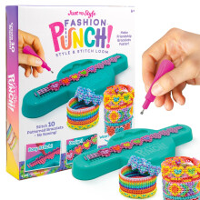 Just My Style Fashion Punch & Stitch Loom, Armband Kit, Smyckestillverkning för Födelsedagskalas