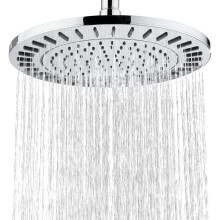 BRIGHT SHOWERS Rain Shower Head 9 Inch High Pressure Waterfall Showerhead with Adjustable Angle and Anti-clogging Silicone Nozzles Luxury Bathroom