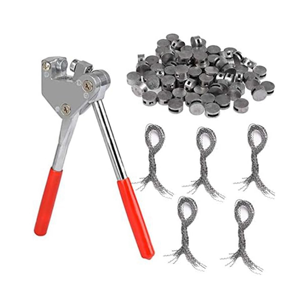 100Pcs Round Lead Seals Beans 8mm Diameter, 100 Pcs Steel Wire, 1Pcs Sealing Crimper with Red Plastic Coated Handle-image-OPC-PGDVQTV-NEW