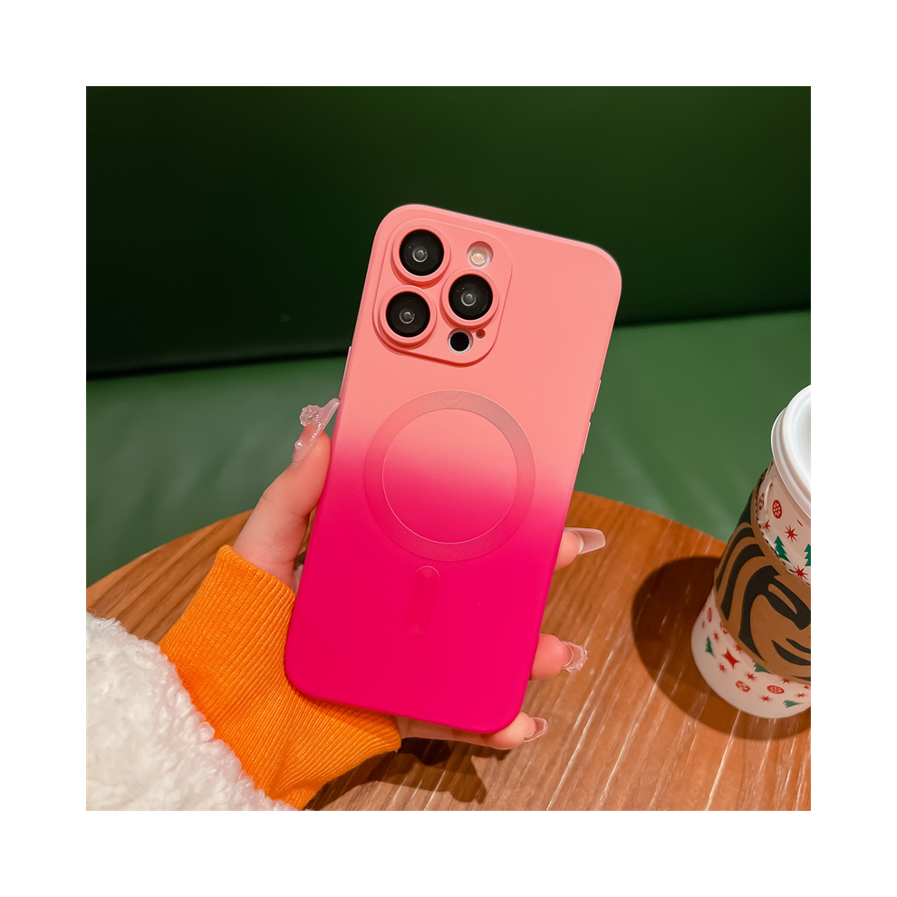 (Pink Red Lsk, For Iphone 16Pro Max) Luxury For Magsafe Gradient Silicone Multicolour S Pink,Red 931287856854