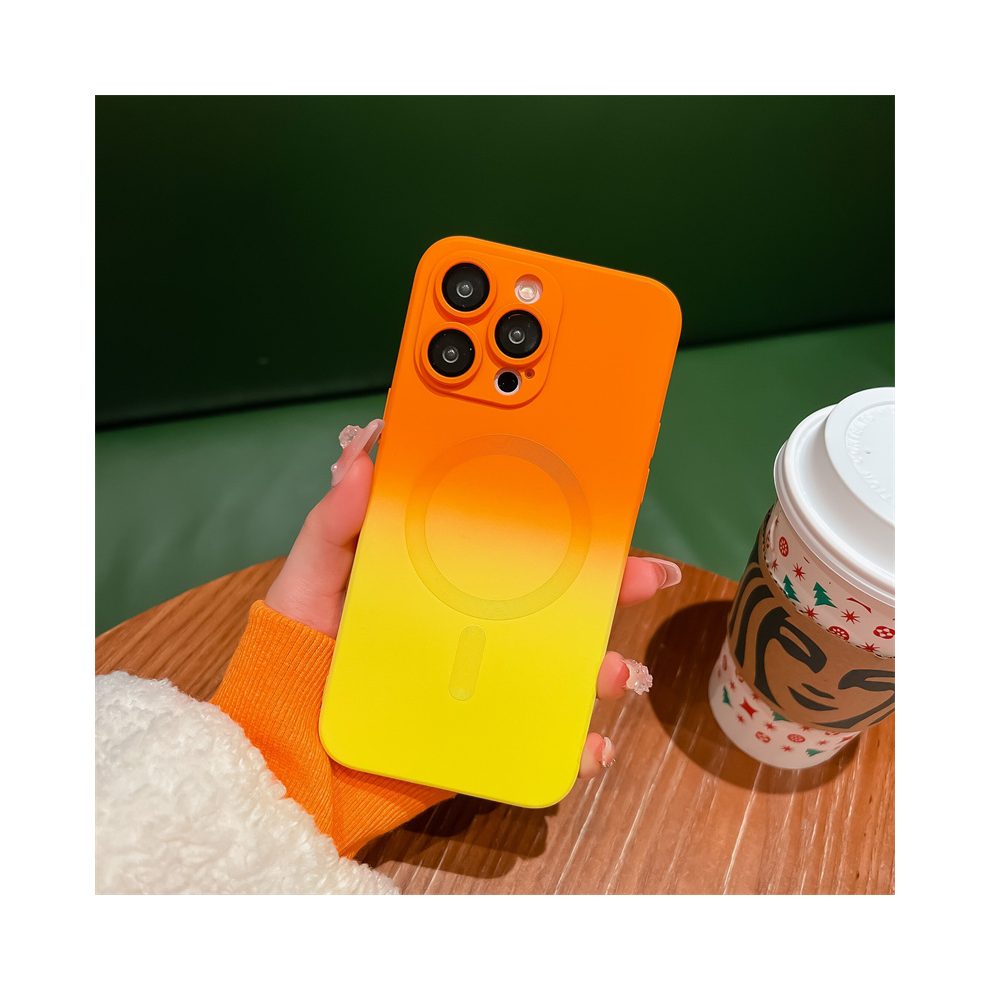 (Orange Yellow Lsk, For Iphone 14) Luxury For Magsafe Gradient Silicone Multicolour S Orange,Yellow 931287857424