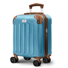 (Blue & Brown) LUGG 15 Inch Skywander Lightweight Underseat Cabin Bag EasyJet Approved Carry-On Suitcase, Durable ABS Hard Shell (45x34x20cm)