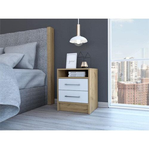 Eter Nightstand -Bedroom -White / Light Oak 2
