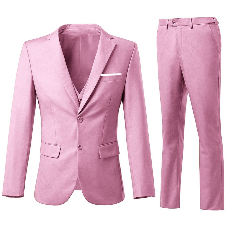 Ensemble de costume pour homme, coupe slim, costume de mariage, costume d'affaires, costume de bal rose, costume de gar   on d'honneur, smoking, ve