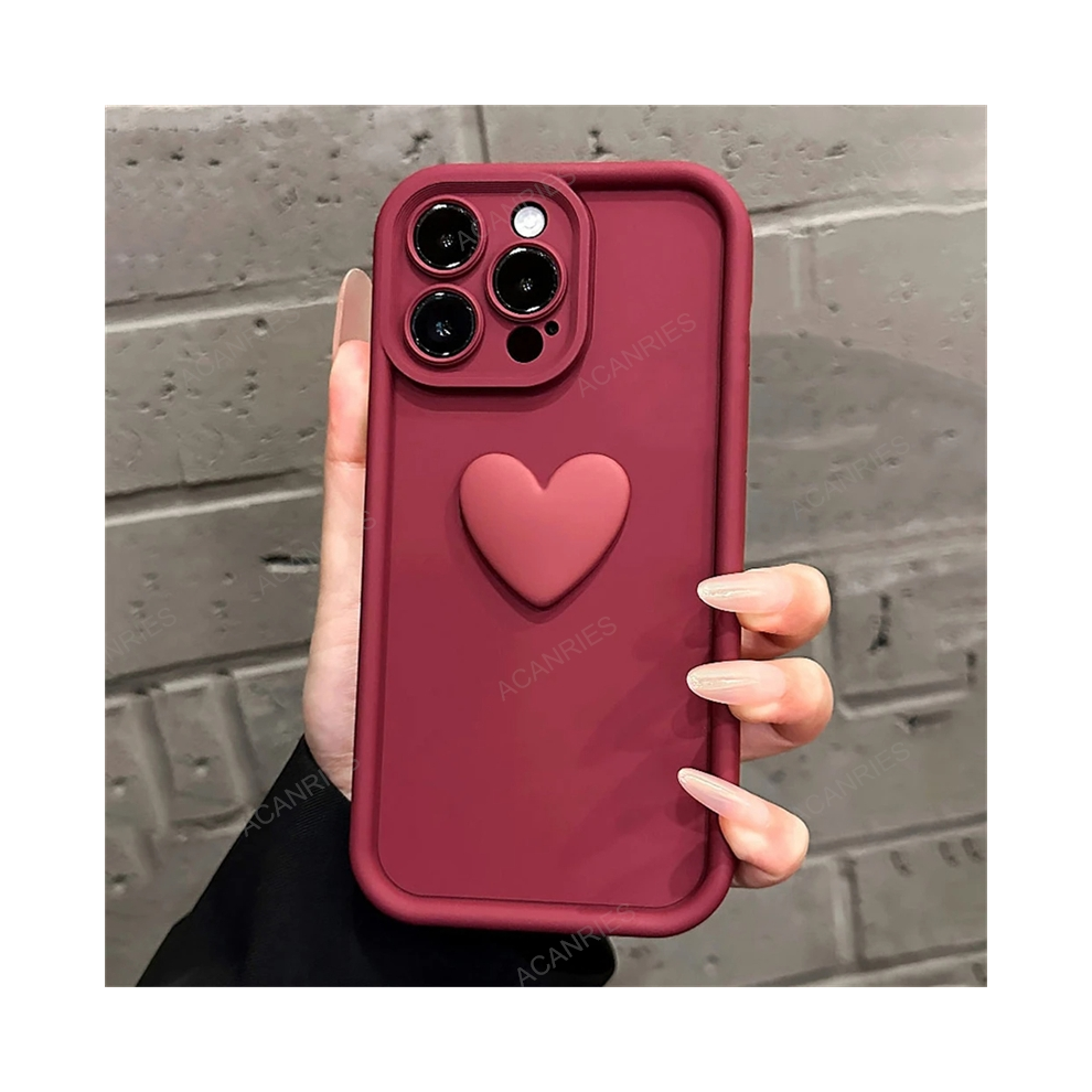 (Ax Wine A71 4G) Girl Cute 3D Love Heart Matte Case For Samsung Gal Red 931287854157