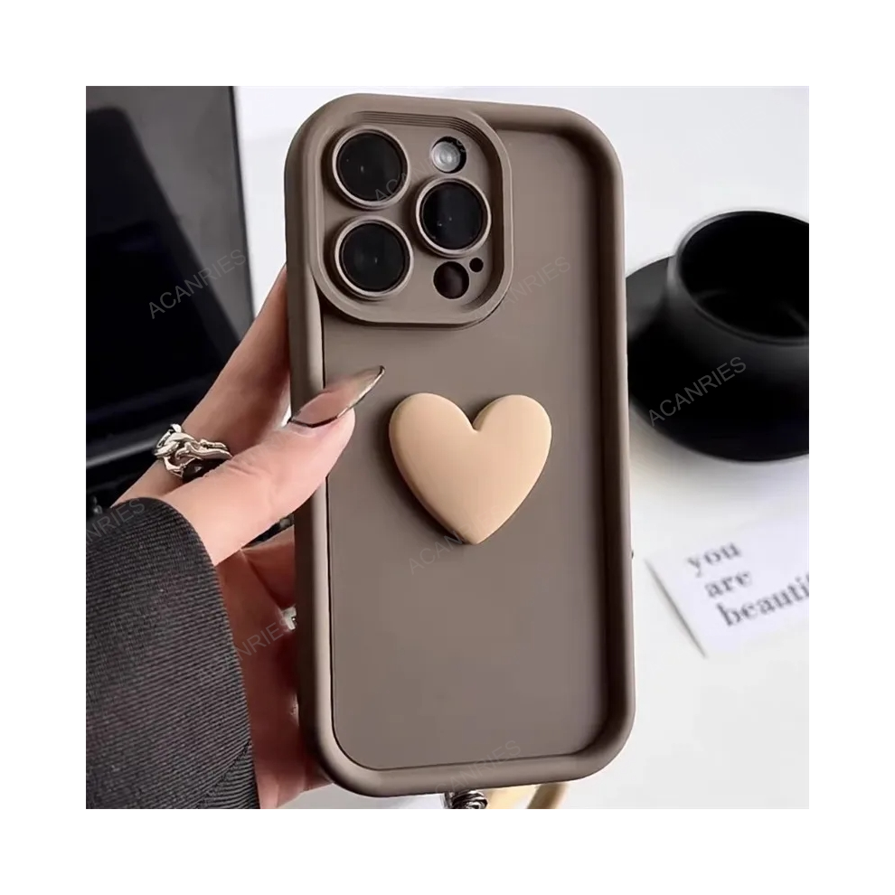(Ax Coffee, A73 (4G 5G)) Girl Cute 3D Love Heart Matte Case For Samsung Gal Brown 931287855369