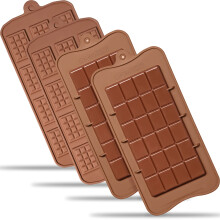 Anaeat Silikone Break Apart-chokoladeforme S?t med 4 fleksible non-stick silikone-slikprotein- og energibarforme til mini-rektangelchokolade og s