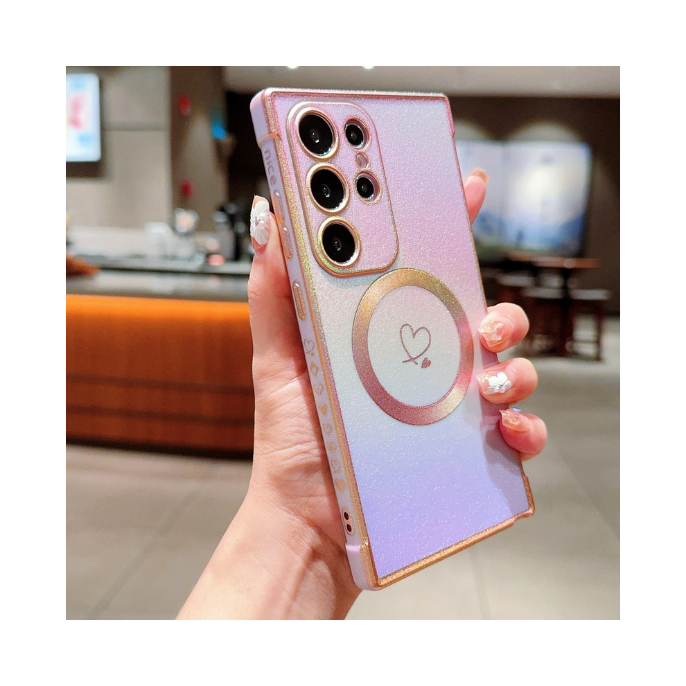 (, For Galaxy S25) Gradient Colorful Love Heart Magnetic Case For Sam Purple 931287865221