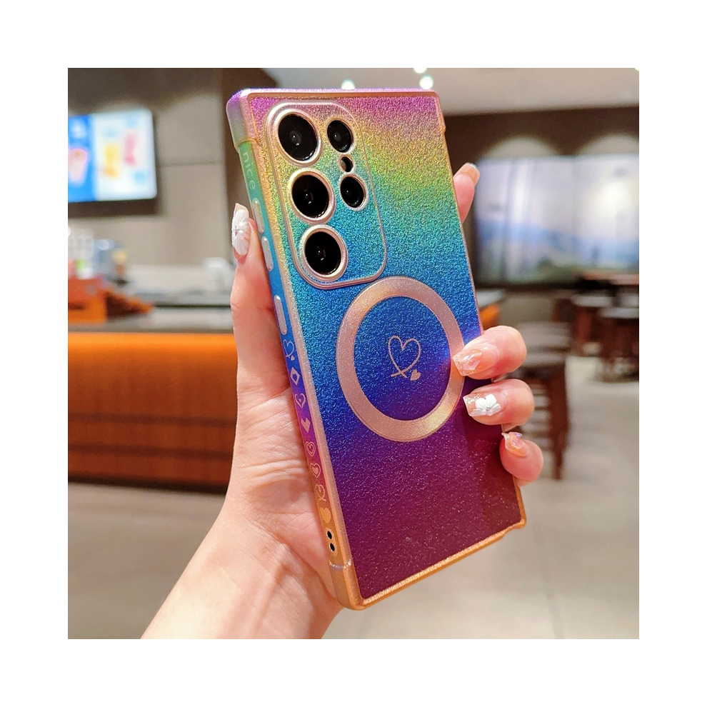 (Colourful, For Galaxy S25) Gradient Colorful Love Heart Magnetic Case For Sam 931287865375