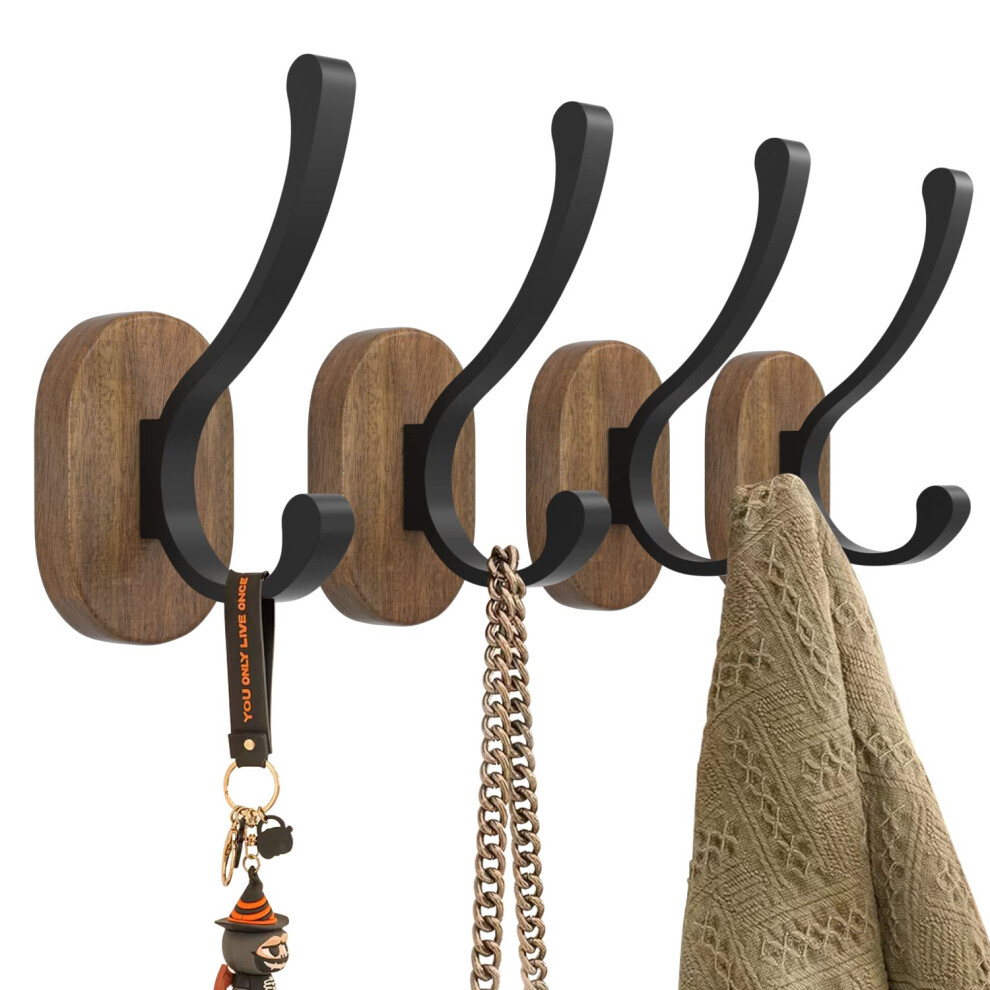 Ganci Da Parete Per Appendere Cappotti - Confezione Da 4 Ganci Appendiabiti Da Parete In Legno, Ganci Appendiabiti Da Parete Per Parete, Ganci Si-image