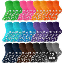 WANZHIHUI 12 paar Pilatus Grip Sokken voor Vrouwen Antislip Yoga Sokken met Grips Ziekenhuis Sokken Effen Kleur Bulk Enkelsokken