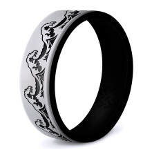 Knotteori dobbeltlag b?lger silikone ring til m?nd og kvinder - glat s?lvst?rrelse 15 ?ndbar komfort fit 6mm b?ndbredde
