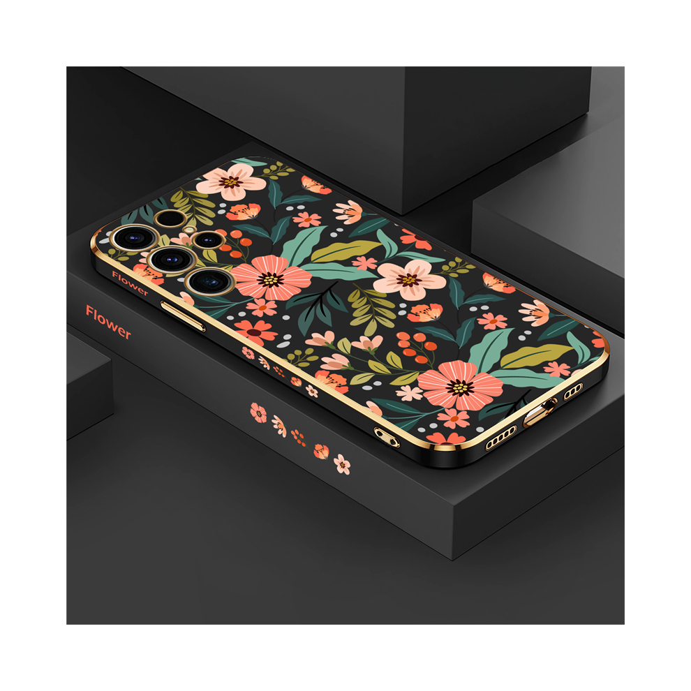 (-173, S21 Ultra) Flower Case For Samsung Galaxy S23 Ultra S22 S21 P Black 931287889760