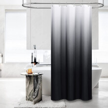 BTTN stof brusekabine gardin - 36x72 tommer smalt Ombre linned tekstureret v?gtet bruseforh?ng s?t med 6 plastik kroge Halv Hotel Camper dekorati