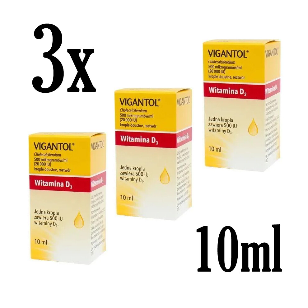 3x VIGANTOL 10ml Cholecalciferolum VITAMIN D3 Witamina D 500mg