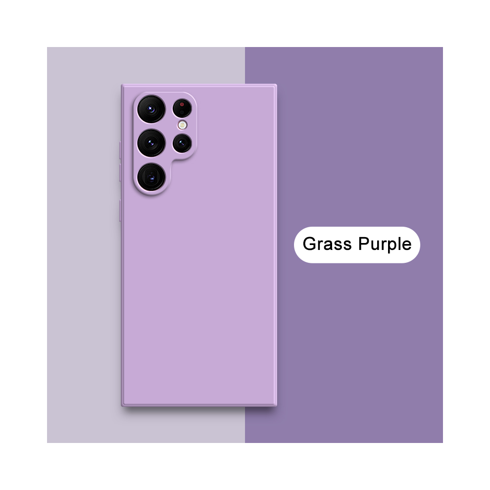 (Grass Samsung S20 Ultra) Square Liquid Silicone Case For Samsung Galaxy S23 Purple 931287924478