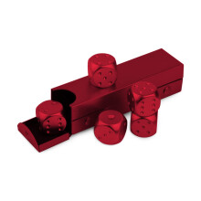 DS. DISTINKTIV STIL Terninger af aluminiumslegering 5 stykker 16 mm b?rbare metalterninger med etui 6-sidede terninger til festspil (r?d rektange