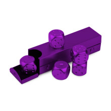 DS. DISTINCTIVE STIL Terninger af aluminiumslegering 5 stykker 16 mm b?rbare metalterninger med etui 6-sidede terninger til festspil (lilla rekta
