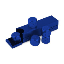 DS. DISTINKTIV STIL Terninger af aluminiumslegering 5 stykker 16 mm b?rbare metalterninger med etui 6-sidede terninger til festspil (bl?t rektang