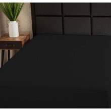 Superity Linen Full XL -sovitettu lakana - 100 % puuvillaa Cool hengittävä pehmeä ja mukava konepesu ja kuivaus (täyspitkä (54x80) musta