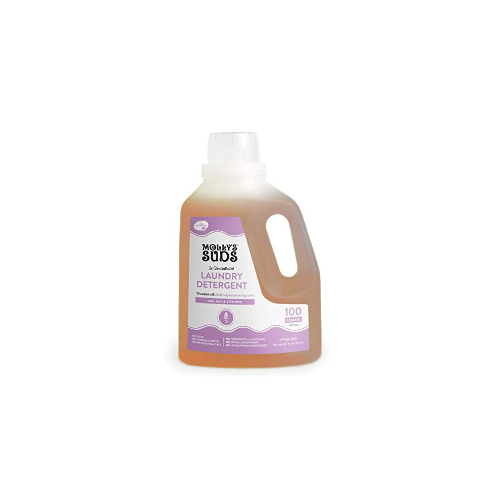 Molly's Suds Liquid Laundry Detergent | Natural Laundry Detergent Soap for Sensitive Skin  2x Concentrated  High Efficiency (HE) | Lavender - 100 Load
