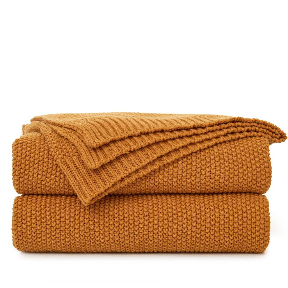 Couverture En Tricot Torsad En Coton Orange Br L Longhui Bedding Pour Canap , Chaise, Lit, D Coration D'int Rieur, 1,1 Kg, 127 X 152 Cm-image