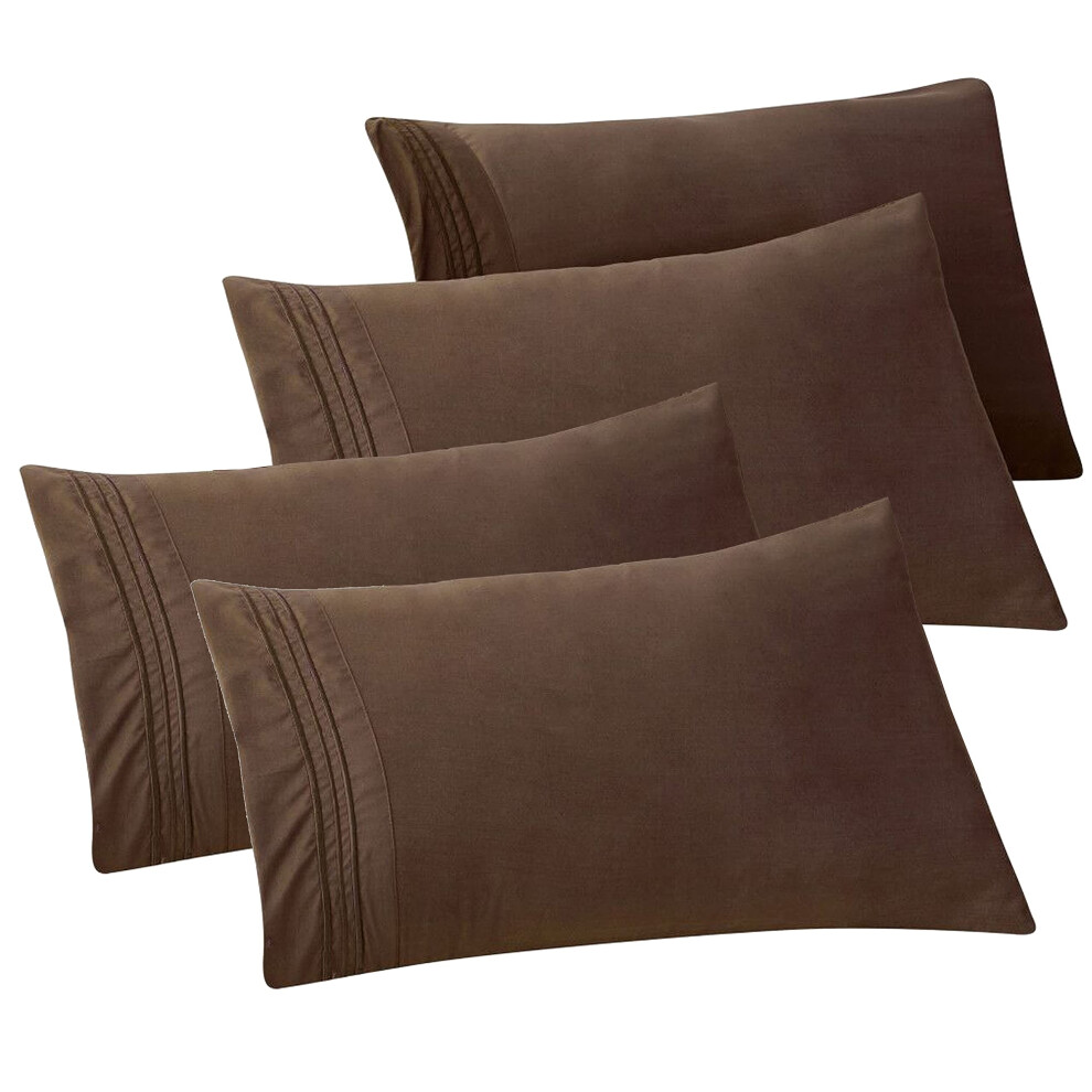 Elegant Comfort 4-PACK Solid Pillowcases 1500 Thread Count Egyptian Quality - Easy Care Smooth Weave Wrinkle and Stain Resistant Easy Slip-On 4-Pi