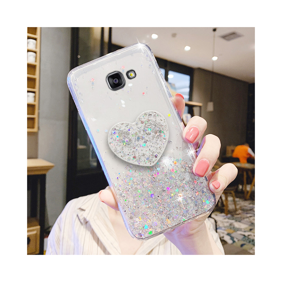 (, J5 Prime) Bling Glitter Heart Love Phone Holder Case For Sam Silver 931287981709