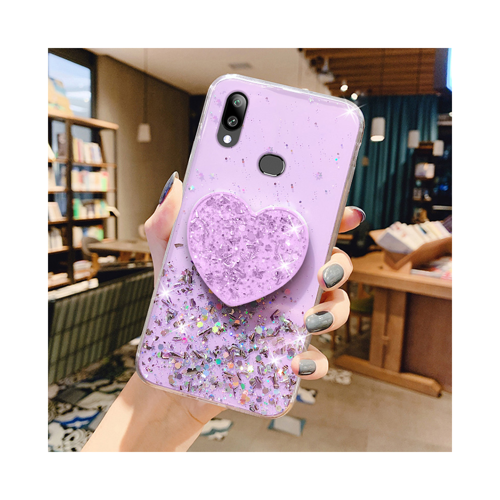 (, J2 Prime) Bling Glitter Heart Love Phone Holder Case For Sam Purple 931287981761