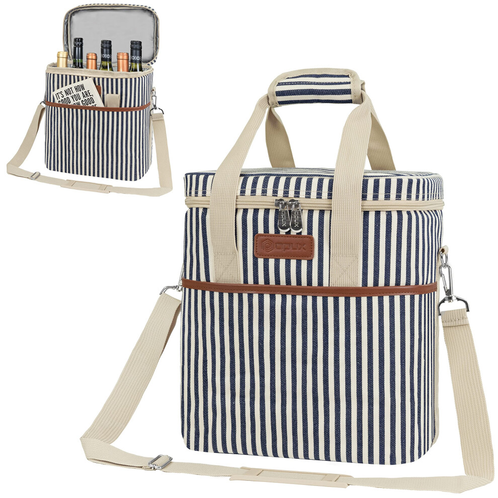 Bolsa Portabotellas Opux Para 6 Botellas, Aislante Y Acolchada, Ideal Para Viajes, Picnics, Byob, Port?Til, A Prueba De Fugas, Ideal Para Cenas, Fiest-image