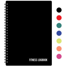 Fitness Logbook (czarny) - A5 Niedatowany Dziennik treningowy dla mezczyzn i kobiet - plastikowa oslona i gruby papier - Ksiega dziennika planowa