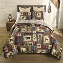 Set de lenjerie de pat Queen Donna Sharp - 3 piese - Set de matlasare Forest Grove Lodge cu matlasare regina ?i cu perna standard - Ma?ina lavabi