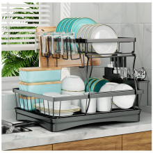 7 code Large Dish Drying Rack for Kitchen Counter Detachable Large Capacity Dish Drainer Organizer with Utensil Holder 2-Tier Dish Drying Rack with