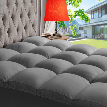 ABENE Matrastopper voor rugpijnverlichting, extra dikke matrasbeschermer, Pillowtop, zachte matrasbeschermer, hoes met 20-53 cm diepe pocket, overgevu