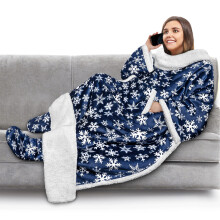 PAVILIA Sherpa Fleece Blanket with Sleeves and Foot Pocket, Cozy Wearable Throw, Gift for Adults