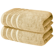 Premium Beige Bath Towels - 700 GSM 100% Cotton 27x54 Inches Pack of 2 Bathroom Towels - Ultra Soft and Highly Absorbent Hotel and Spa Quality Bath To